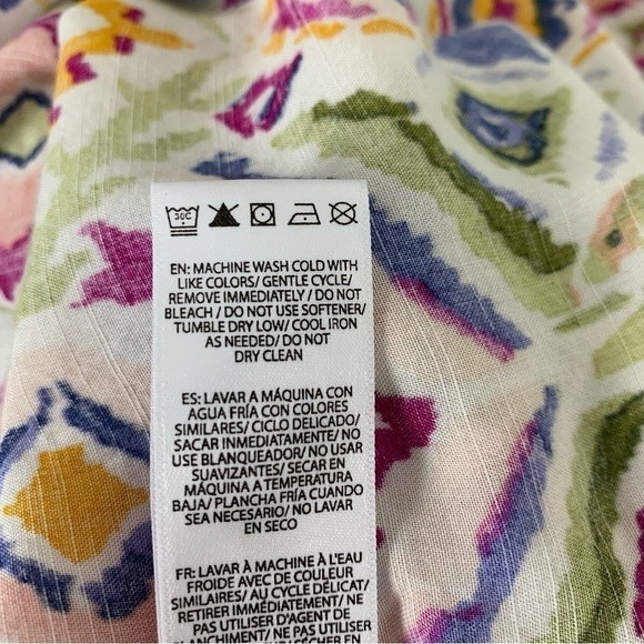 Beach lunch lounge Colorful Ikat Popover V Neck Blouse Size M - Picture 13 of 16
